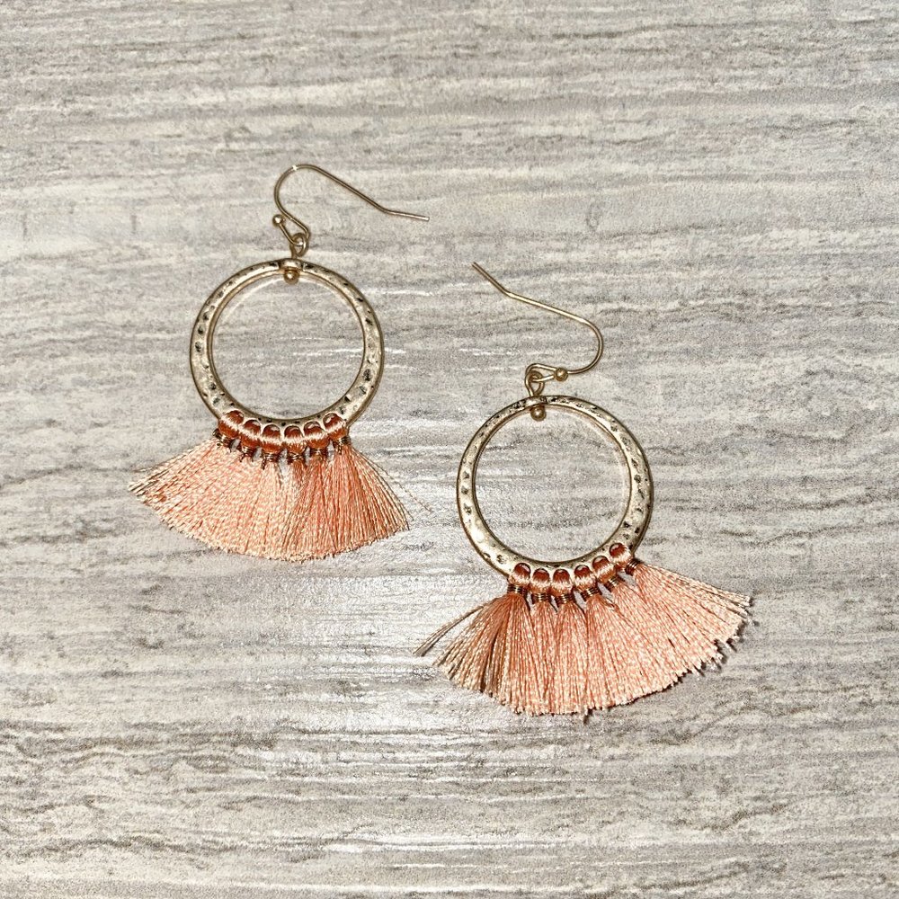 Peach Tassel Earrings